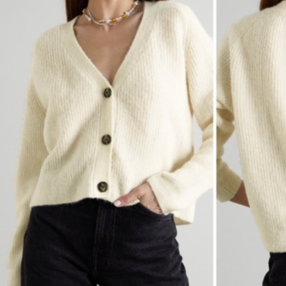 GANNI ribbed-knit cardigan in size XS